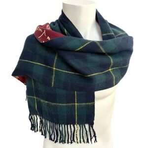 Black Watch Tartan Wool & Printed Satin Reversible Scarf
